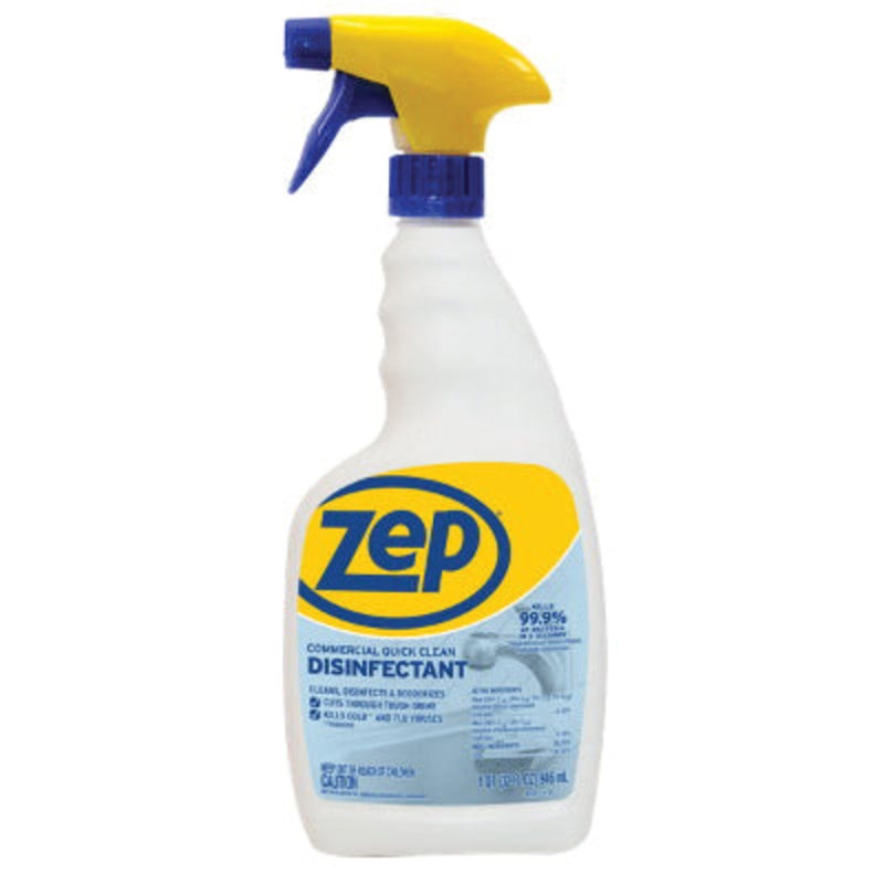 Zep ZUQCD32 Quick-Clean Disinfectant, 1 qt, Bottle, Liquid, Characteristic