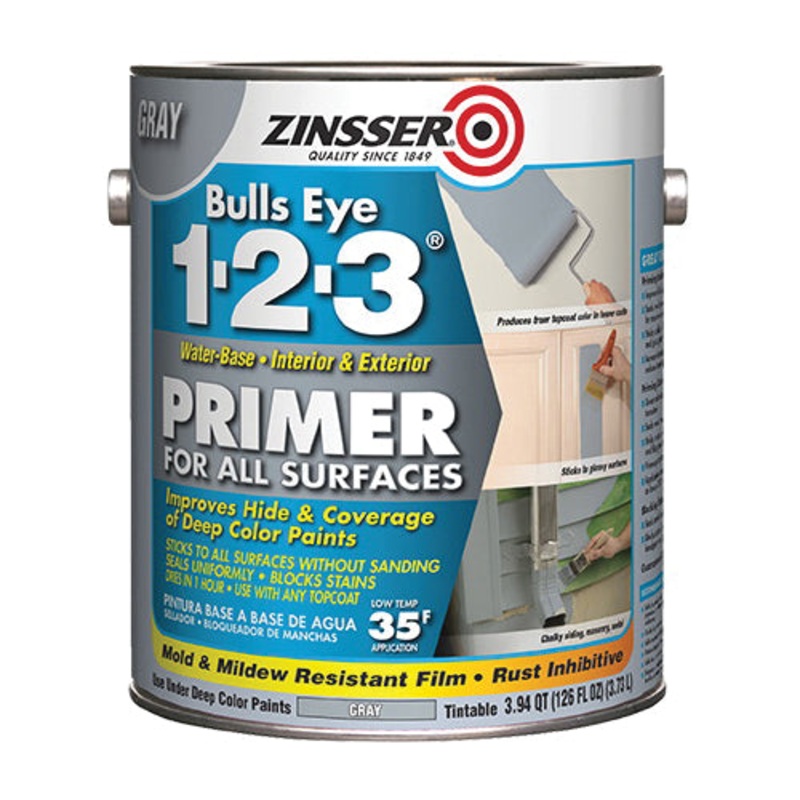ZINSSER 285085 Primer, Water Base, Gray, <100 g/L VOC, 400 to 450 sq-ft Coverage Area, 1 gal