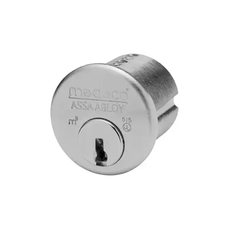Medeco Security Locks 100500-T-26-DLT M3 Mortise Cylinder 1-1/4" - 6-Pin, DL Keyway, Pinned with 2 Keys, Standard Yale Cam, Satin Chrome 26