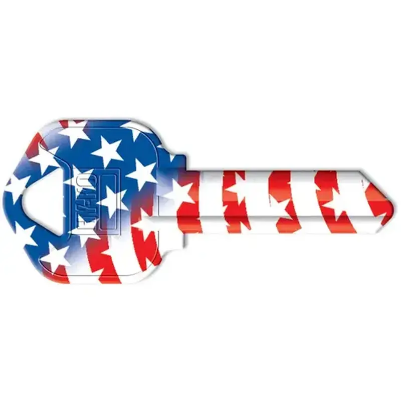 Hy-Ko 16010KW1FLAG Key Blank, Solid Brass, Painted, For: Kwikset KW1, Titan KW10 Keyways