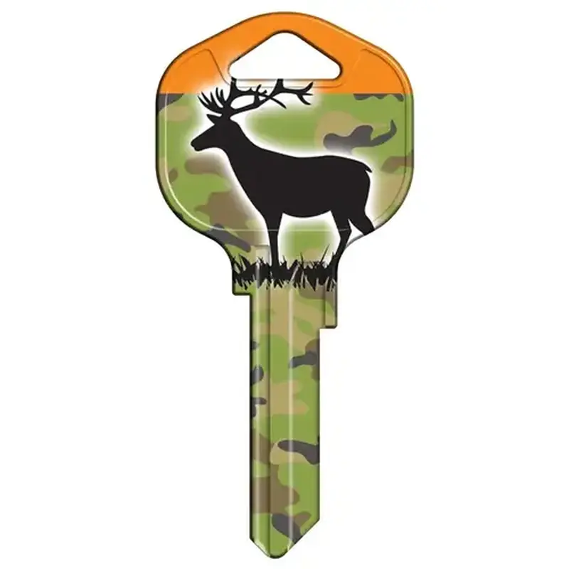 Hy-Ko 15005KW1-DEER Key Blank, Brass, Nickel-Plated, For: Kwikset KW1 Keyways Green