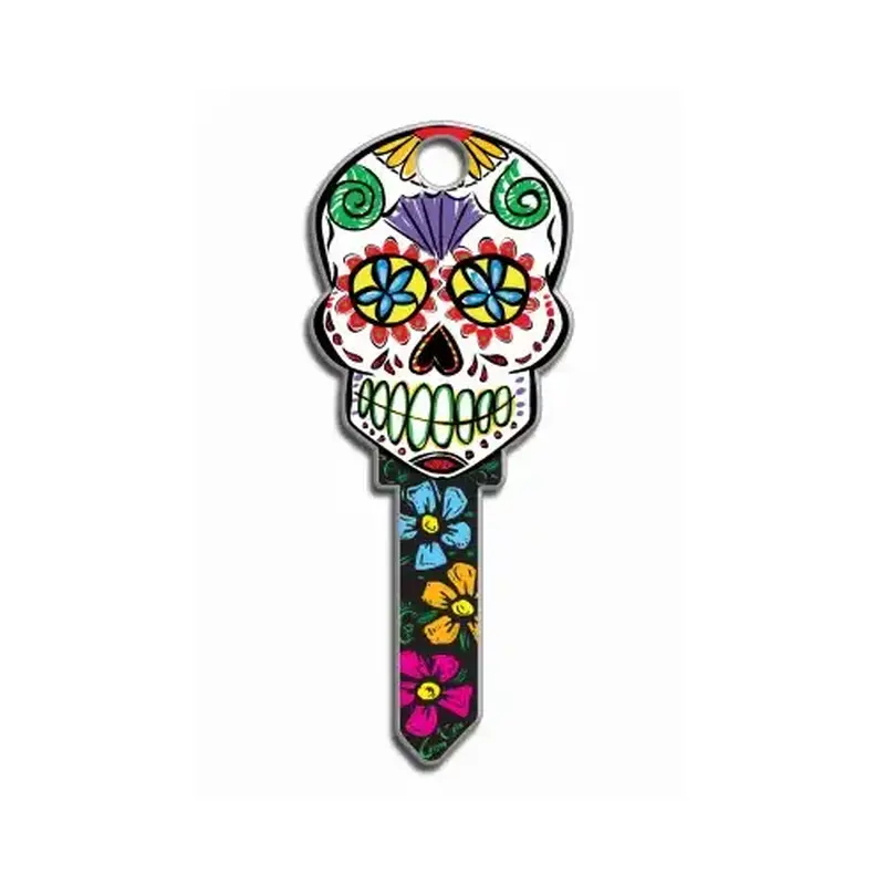 LUCKY LINE B136S Key Blank Key Shapes Sugar Skull House SC1 Single For Schlage Multicolored Painted