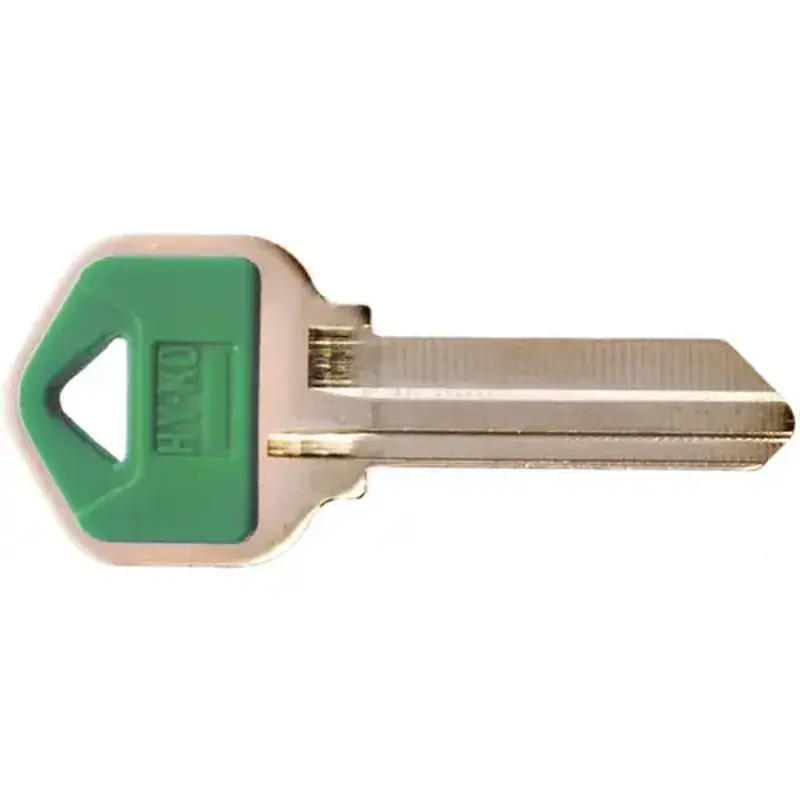 Hy-Ko 13005KW1PG Key Blank, Brass/Plastic, Nickel, For: Kwikset Cabinet, House Locks and Padlocks Green