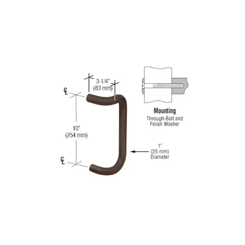 CRL M1741010B 10" Dark Bronze Solid Offset Pull Handle