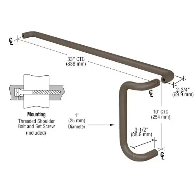 CRL 2958BRZ Dark Bronze Push and Offset Pull Set for 36" Door