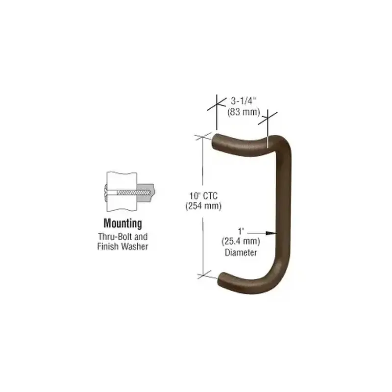 CRL 2952BRZ Dark Bronze 10" Single-Sided Offset Door Pull