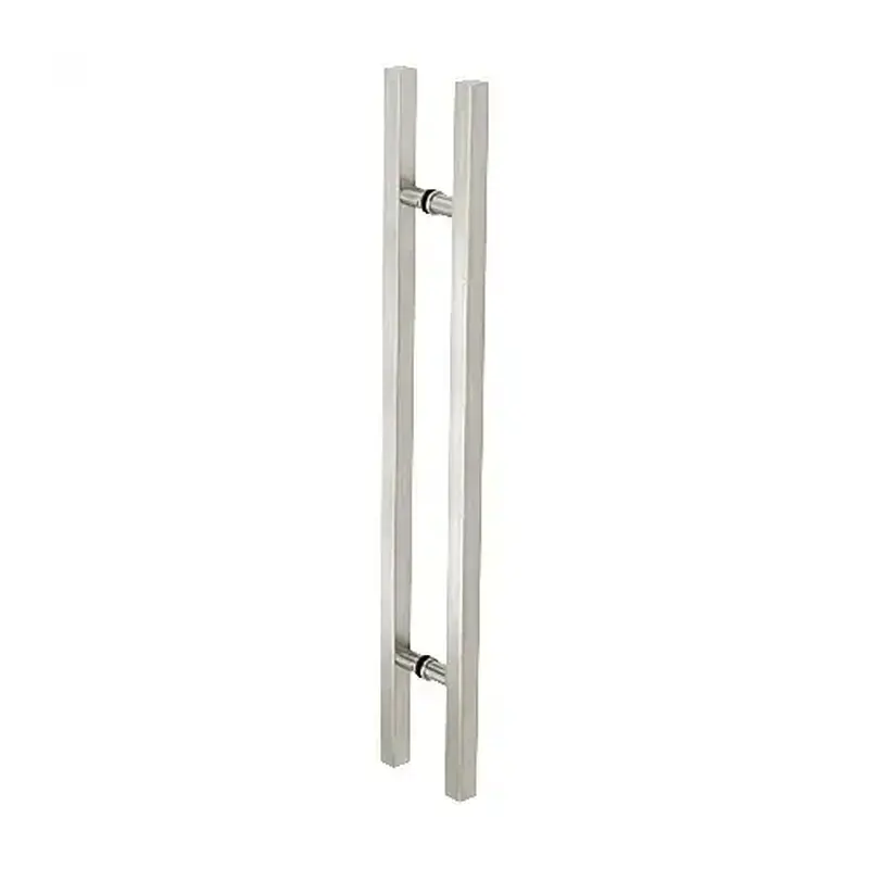 CRL 48SQRLPBS Brushed Stainless Glass Mounted Square Ladder Style Pull Handle with Round Mounting Posts - 48" Overall Length