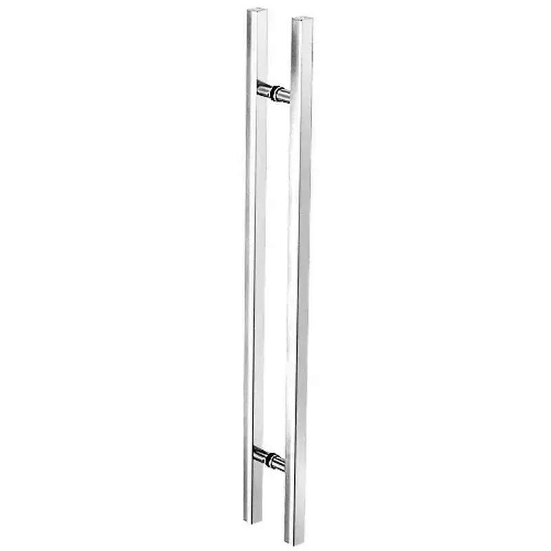 CRL 60SQRLPPS Polished Stainless Glass Mounted Square Ladder Style Pull Handle with Round Mounting Posts - 60" Overall Length
