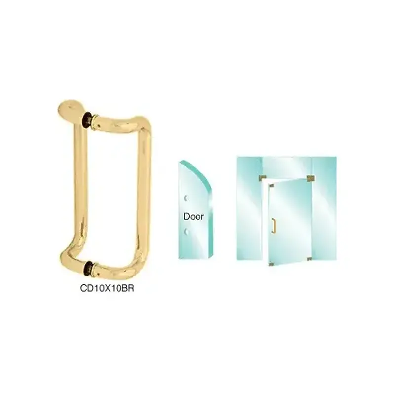 CRL CD10X10BR Brass 10" Glass Mounted Offset Pull Handle