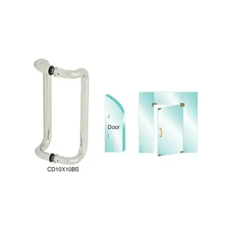 CRL CD10X10BS Brushed Stainless 10" Glass Mounted Offset Pull Handle