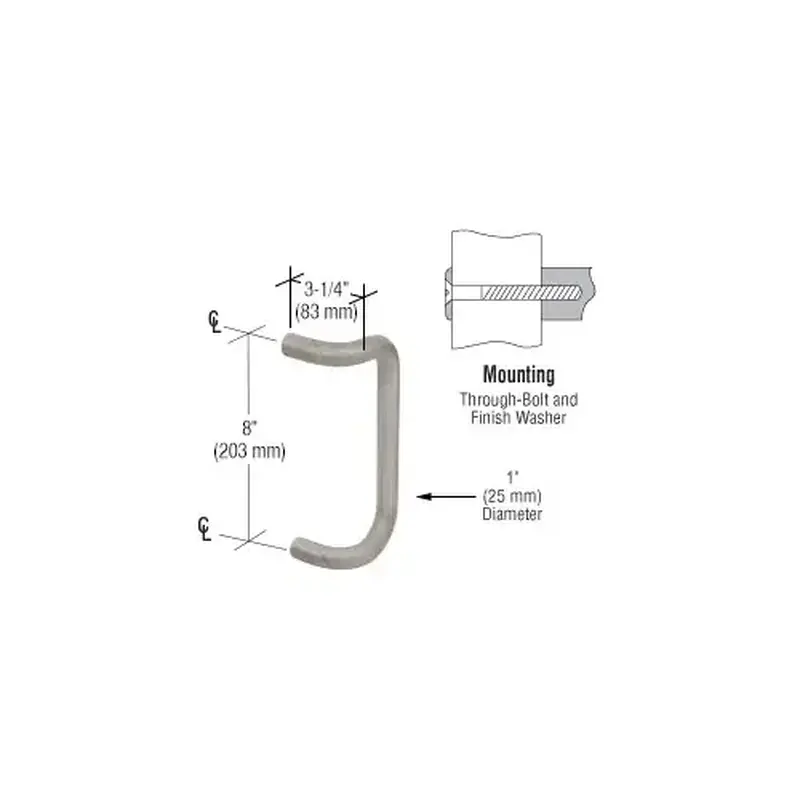 CRL M174832D 8" Brushed Stainless Solid Offset Pull Handle