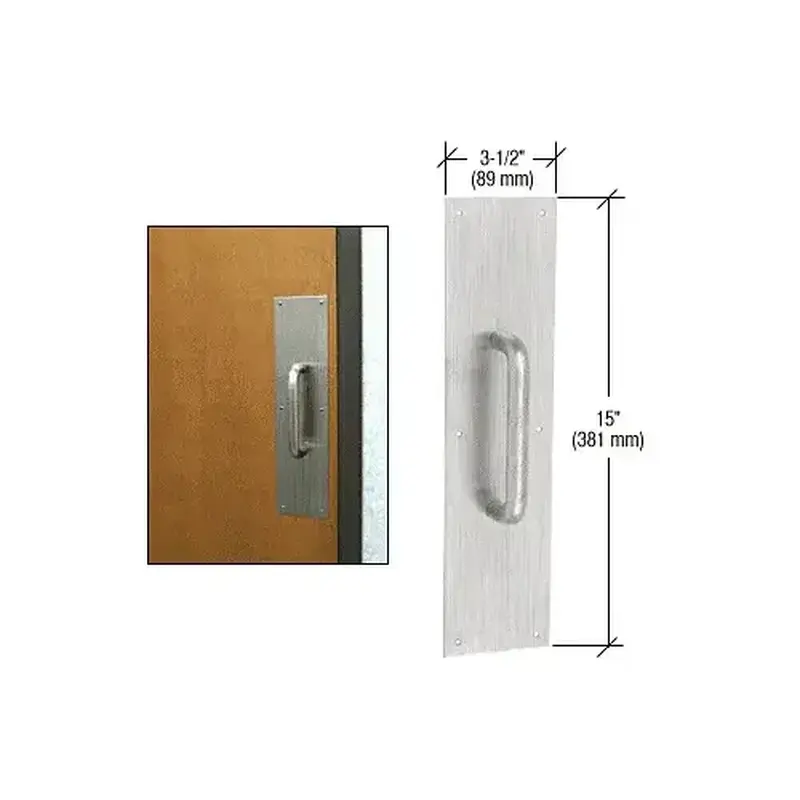 CRL M6732D 3/4" Diameter Brushed Stainless 6" Pull Handle with 3-1/2" x 15" Pull Plate