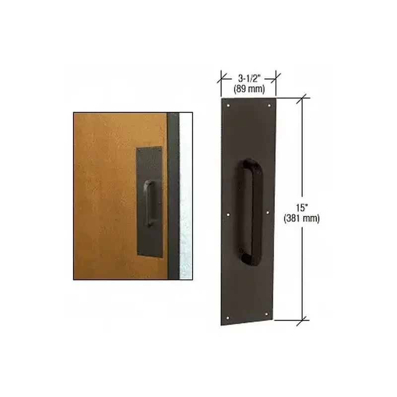 CRL M8710B 3/4" Diameter Oil Rubbed Bronze 8" Pull Handle with 3-1/2" x 15" Pull Plate