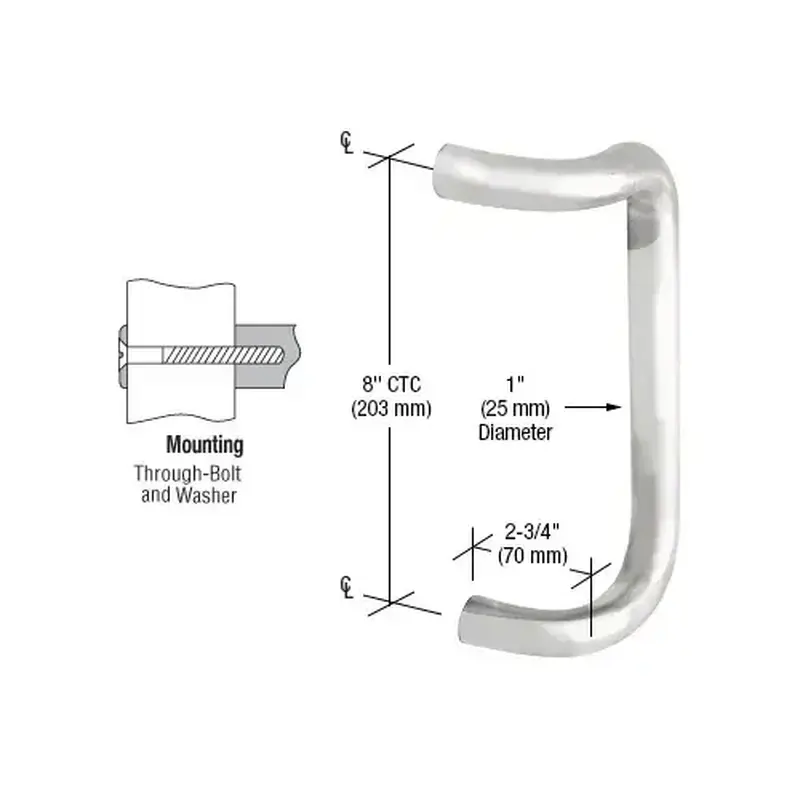 CRL CD8PS Polished Stainless 8" Single Offset Door Pull