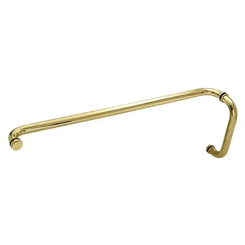 CRL CM10X28BR Polished Brass 10" x 28" Back-to-Back Straight Combination Push and Pull Handle Set