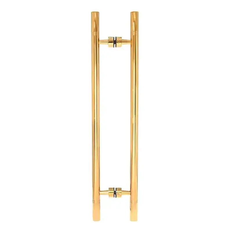 CRL CT18X18BR Polished Brass 25" Overall Length Glass Mounted Back-to-Back Ladder Style Pull Handle with Undercut Accent Rings