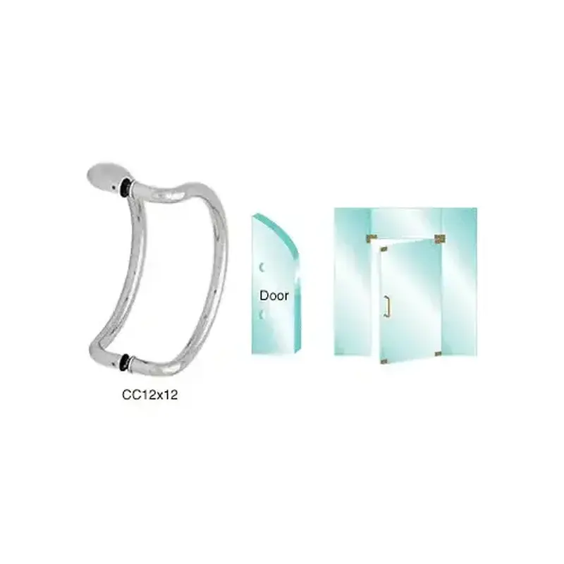 CRL CC12X12PS Polished Stainless 12" Glass Mounted Curved Pull Handle