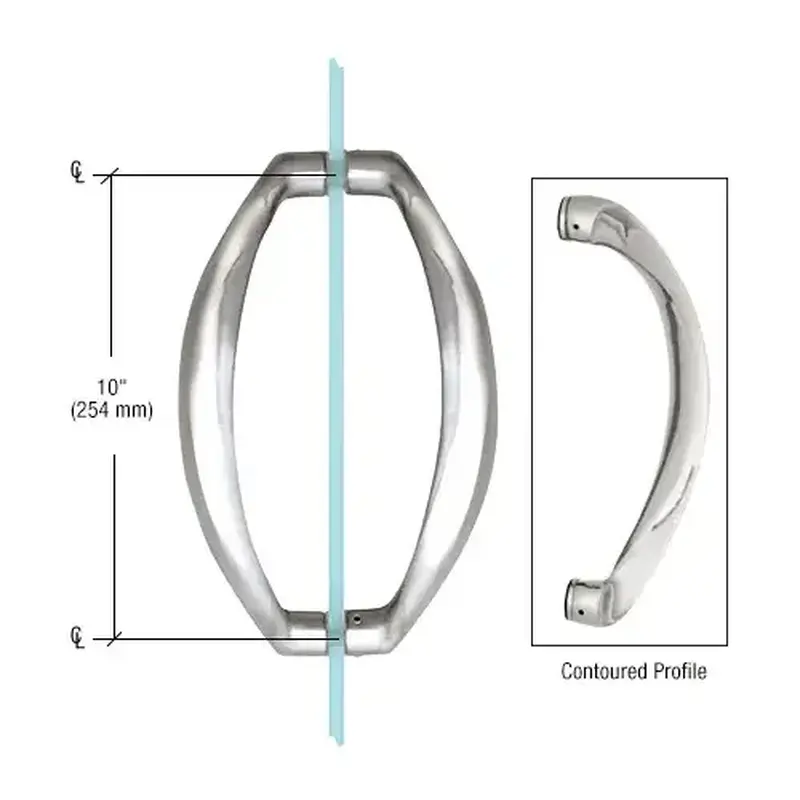 CRL CQ10X10CH Polished Chrome 10" Glass Mounted Sculptured Pull Handle