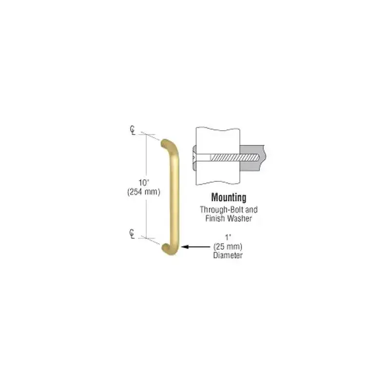 CRL M165103 1" Polished Brass Solid Pull Handle - 10"
