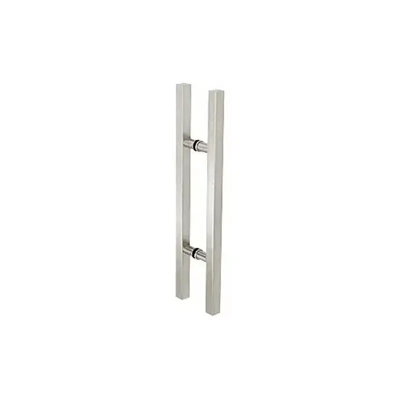 CRL 24SQRLPBS Brushed Stainless Glass Mounted Square Ladder Style Pull Handle with Round Mounting Posts - 24" Overall Length