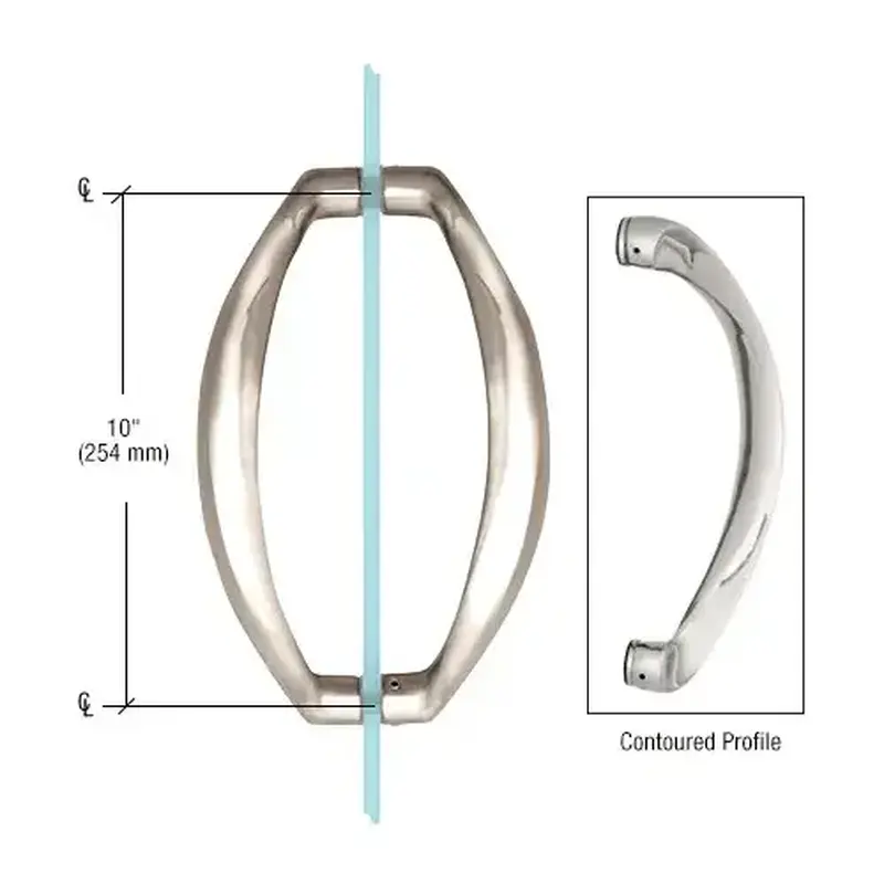 CRL CQ10X10PN Polished Nickel 10" Glass Mounted Sculptured Pull Handle