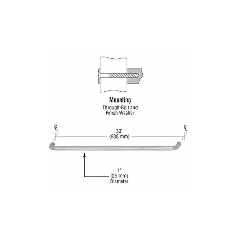 CRL M1653332D 1" Brushed Stainless Solid Pull Handle - 33"