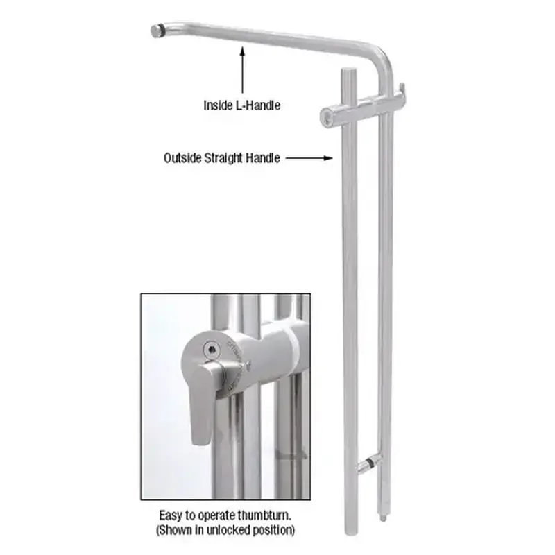 CRL LLPA110KLBS 316 Brushed Stainless 42" Left Hand LLPA Series Locking Ladder Pull - Straight Exterior
