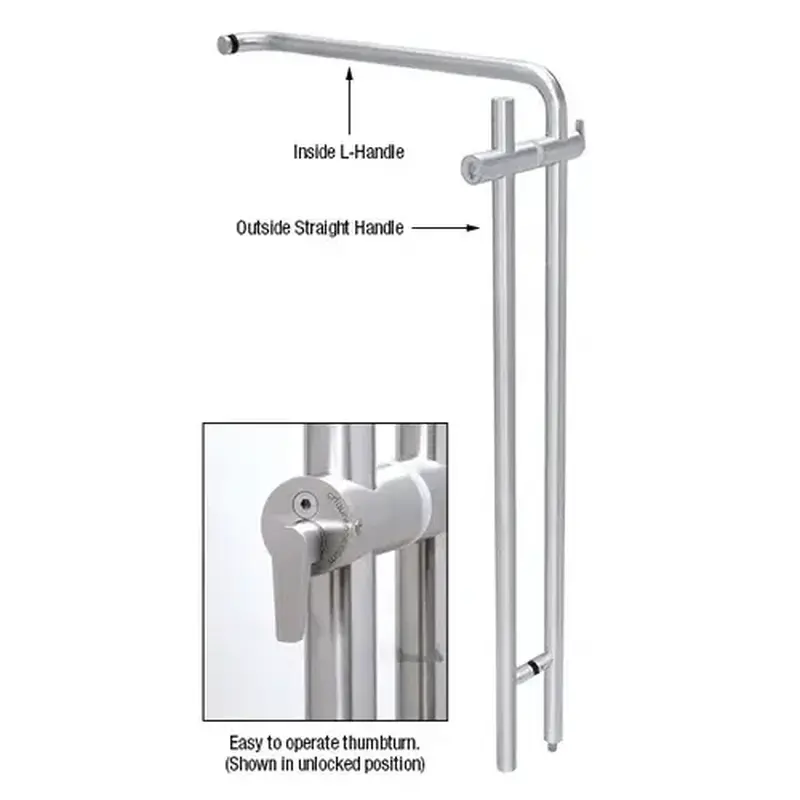 CRL LLPA110KLPS 316 Polished Stainless 48" Left Hand LLPA Series Locking Ladder Pull - Straight Exterior