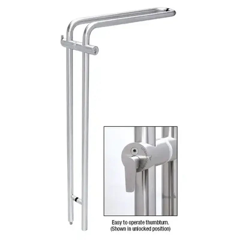 CRL LLPA110CRPS 316 Polished Stainless 48" Right Hand LLPA Series Locking Ladder Pull - Curved Exterior