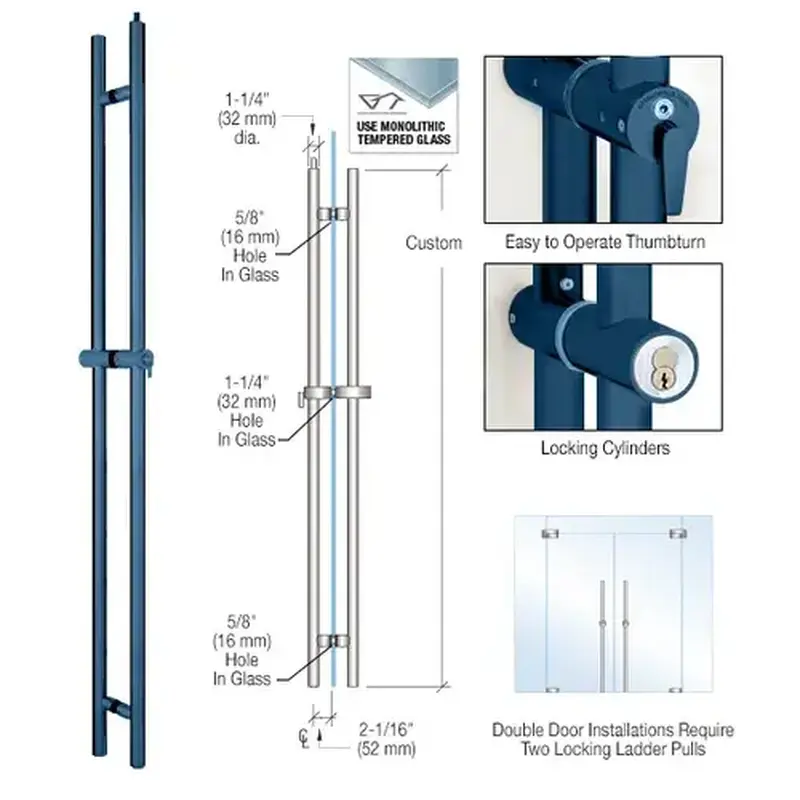 CRL LLPA108UPT Powder Coated LLPA Series Custom Length Up To 108" Ladder Pull - Lock Up