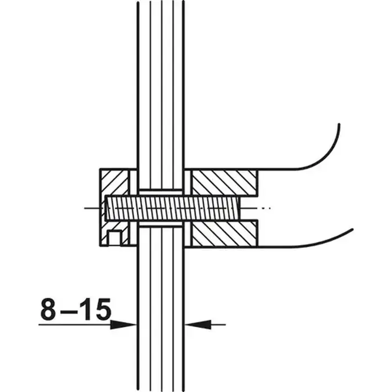 Hafele 909.00.350 Mounting Set for Glass Door, One-Sided, Startec, for Bodo Door Handle For door thickness 8-15 mm, dim. M6 x 30 mm