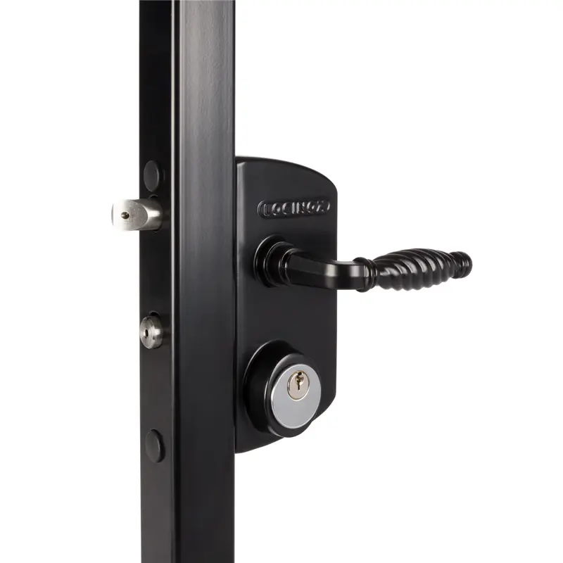 Locinox Luky Gate Lock with Mortise Cylinder, Black Swirl Handle1-1/2" to 2"
