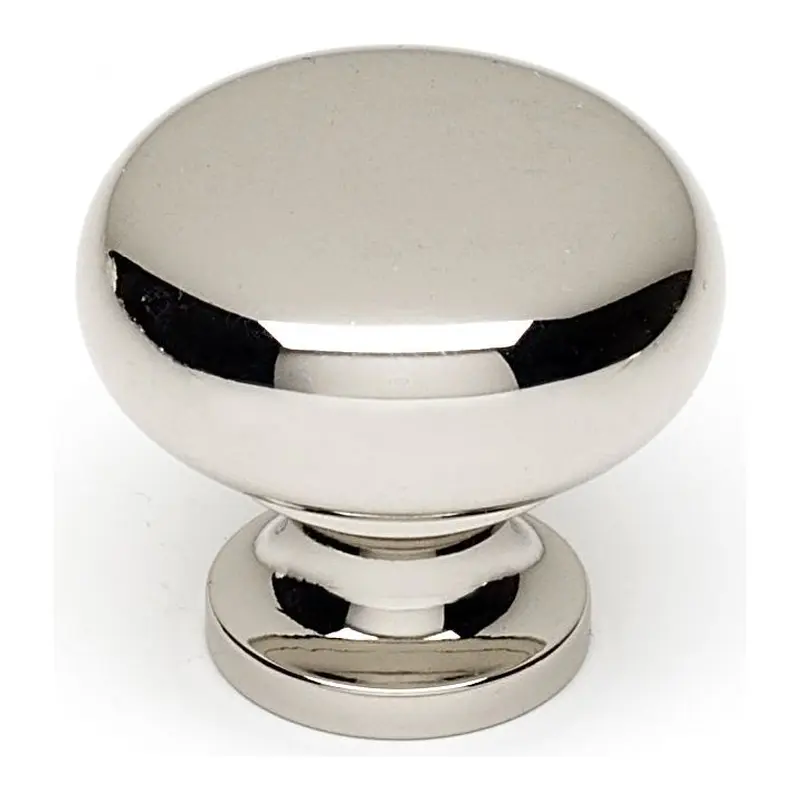 Traditional Round Knob with Large BasePolished Nickel