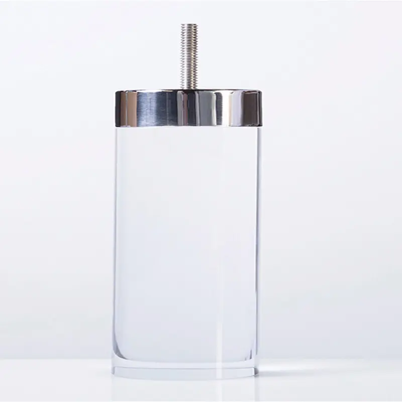 Acrylic Cylinder Leg w/ Stainless Top 2.25" Diameter 4" Tall