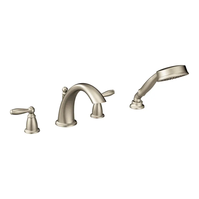Brantford Chrome Two-Handle Low Arc Roman Tub Faucet including Handheld ShowerChrome
