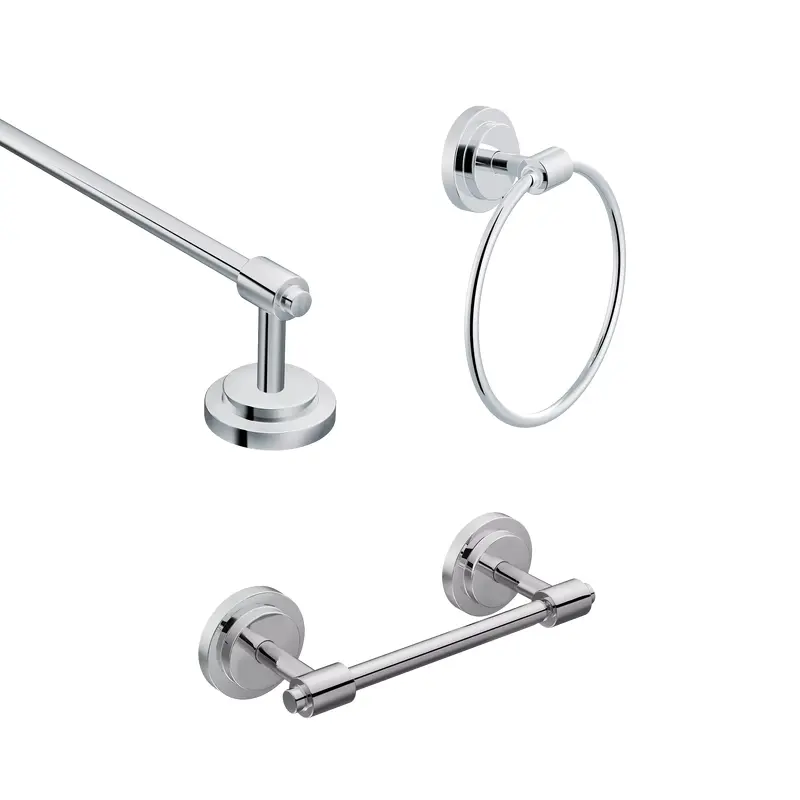 Iso 3 Pc Kit: Pivoting Paper Holder, Towel Bar & Towel RingChrome