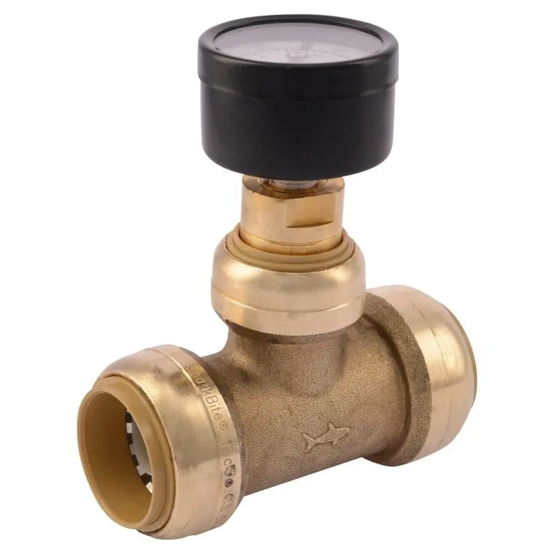 1 in. Push-to-Connect Brass Tee Fitting with Water Pressure Gauge.58 / 5.24 in