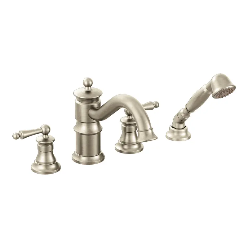 Waterhill Chrome two-handle high arc roman tub faucet includes hand showerChrome