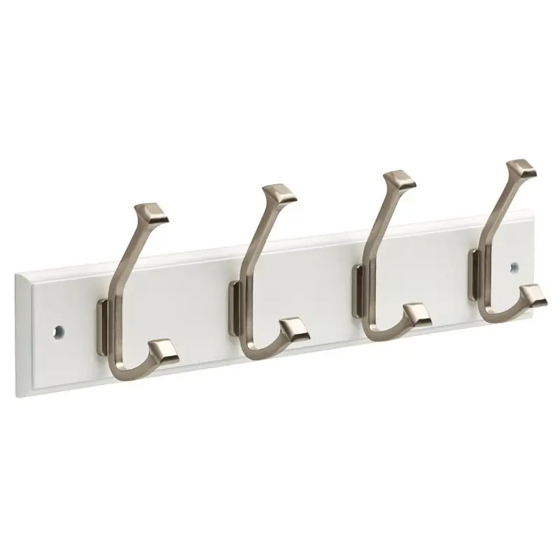 18 in. White and Satin Nickel Beveled Square Hook Rack1.31 / each