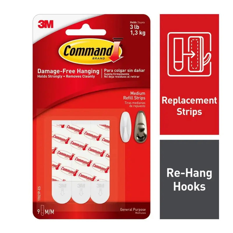 3 lb. Medium White Refill Mounting Strips (9-Pack)