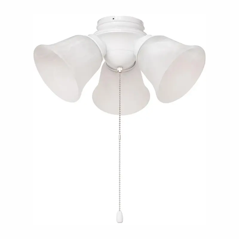 3-Light White Alabaster Glass LED Ceiling Fan Light KitWhite