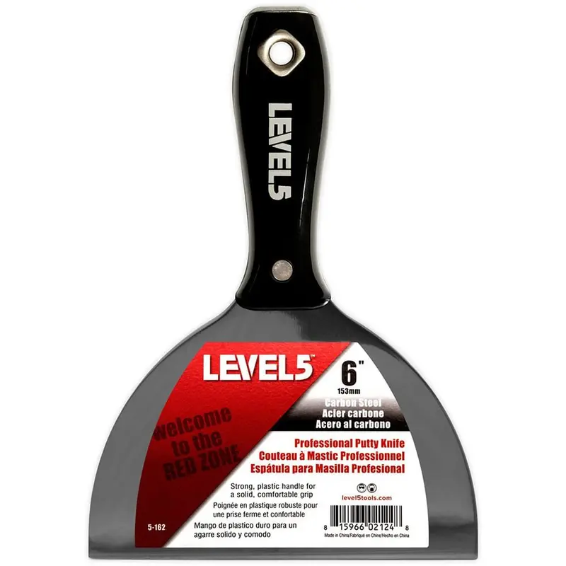 6 in. Black Carbon Steel Putty Knife with Plastic Handle Hammerend.3 / each