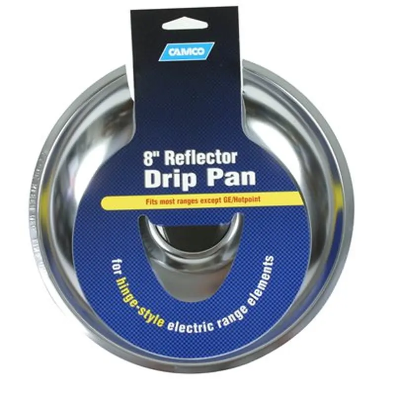 Camco  Universal Electric Drip Pan - 8" Chrome Bilingual (CARD)8"
