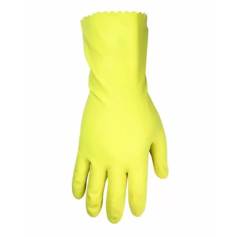 Custom Leathercraft Household Yellow Latex Gloves, Large
