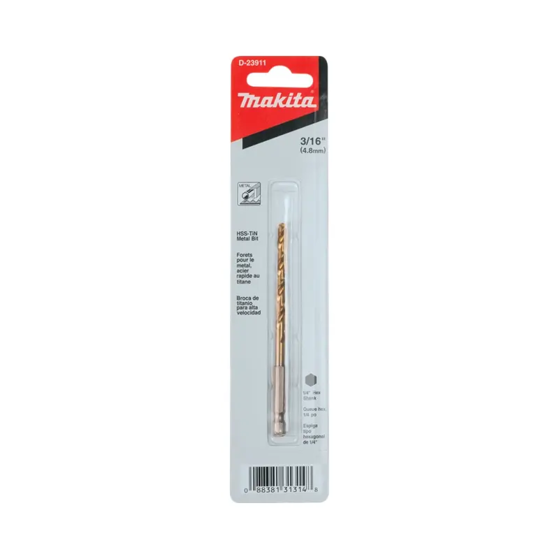 Makita- HSS TIN Metal Bits3/16"