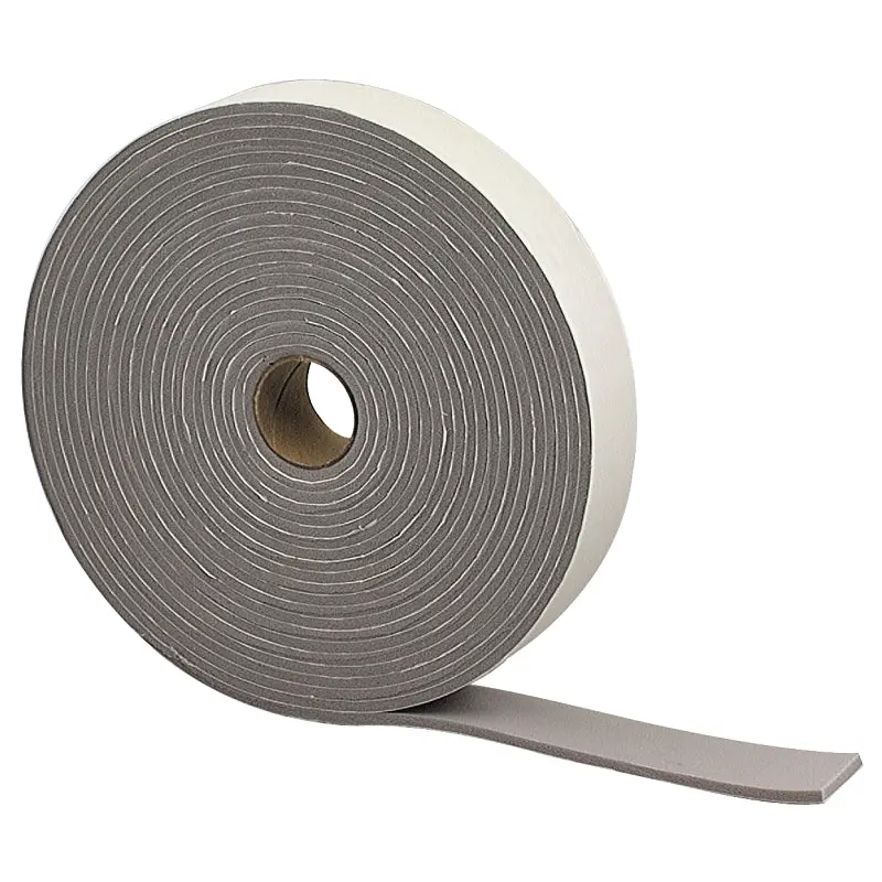 M-D 02352 Foam Tape, 1-1/4 in W, 30 ft L, 3/16 in Thick, PVC, Gray, 6/PK