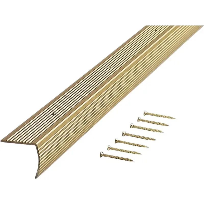 M-D 79103 Stair Edging, 73.63 in L, 1.28 in W, Aluminum, Satin Brass