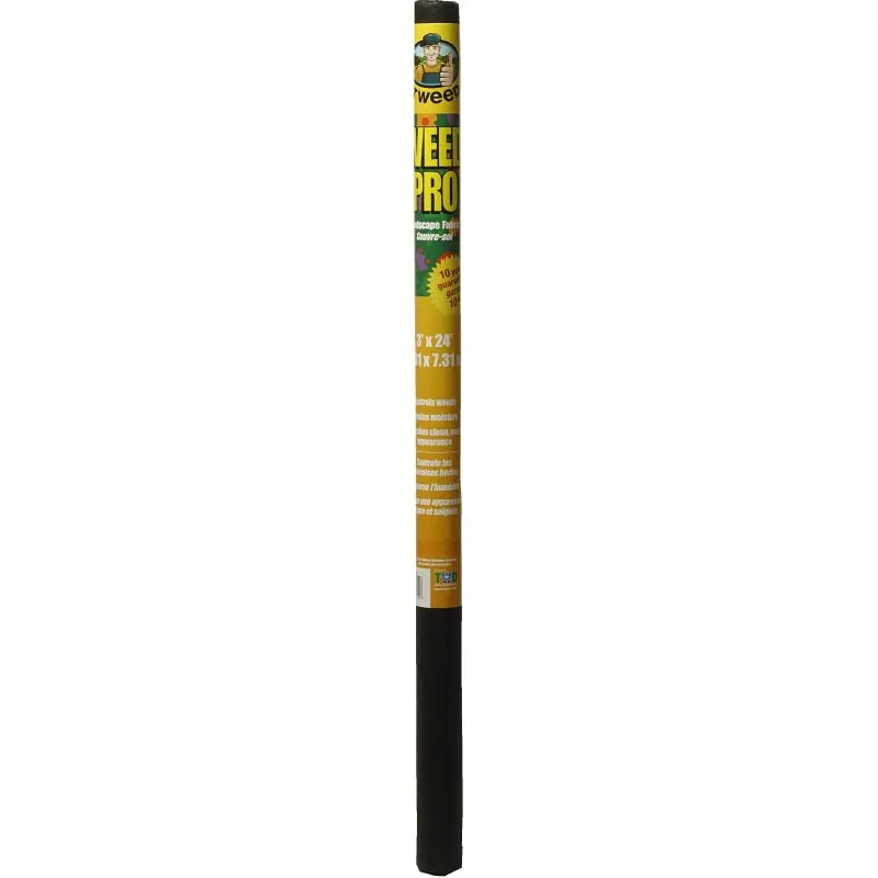 TWD WeedPro WP24NH Landscape Fabric, 24 ft L, 3 ft W, Polypropylene, Black