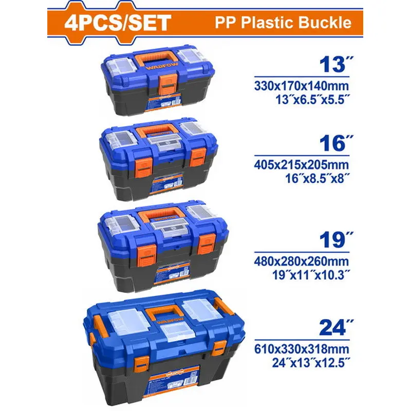 WADFOW 4 Pcs Plastic Tool Boxes Set