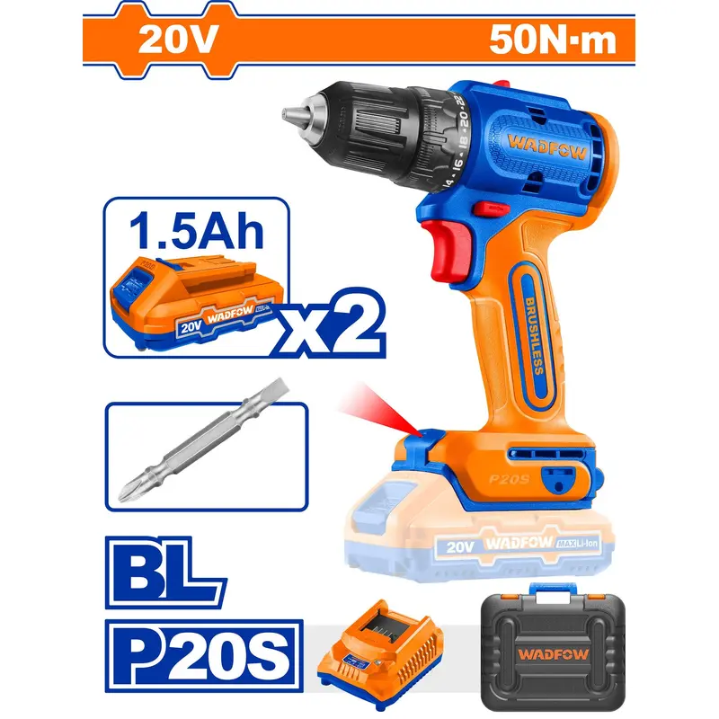 WADFOW Brushless Cordless Drill 20V